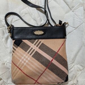 Spartina 449 Crossbody Bag in Black, Tan, and Red Plaid Crossbody Shoulder Bag